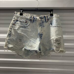 Abercrombie & Fitch Light Blue Distressed Jean Shorts